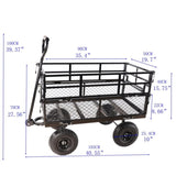 ZUN (Black double fence utility cart) Wagon Cart Garden cart trucks make it easier to transport firewood W22784159