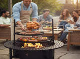 33 inch Outdoor Fire Pit with 2 Cooking Grills, Wood pit with Removable Swivel Grill, 94102282