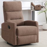 Manual Recliner Chair with Rocker and Swivel in Fabric for Living Room, Brown W3224P289292