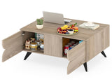 31.5" Multi-Storage Coffee Table - 3-Door CabinetBack Open Compartment, Natural Wood Texture 11870095