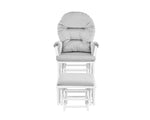 ZUN Madison Glider and Ottoman White Wood and Gray Fabric B02263779