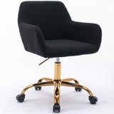 ZUN Hengming Faux Fur Home Office Chair,Fluffy Fuzzy Comfortable Makeup Vanity Chair ,Swivel Desk Chair W21256752