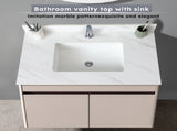 37 Inch Marble Vanity Top, White Vanity Top with Pre-drilled Faucet Holes, Bathroom Vanity Top with 80533783