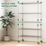 72" H Large Storage Shelves with Wheels, Shelving with Chrome, Adjustable 5 Tier Sturdy T2398P286350