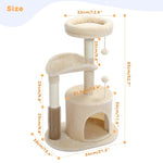 ZUN Small Cat Tree for Indoor Cats, Medium Cat Tower with Interactive Cat Toy,32.7" Cat Condo with Self 07683678