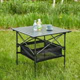 ZUN 1-piece Folding Outdoor Table with Carrying Bag,Lightweight Aluminum Roll-up Square Table for 27513463