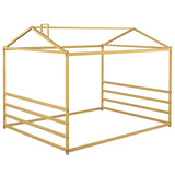Metal House Shape Platform Bed, Gold, Queen MF314071AAL