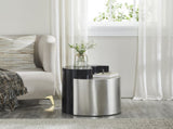 Modern & Contemporary Style End Table Made with Iron Sheet Frame in Black & Silver B009140743