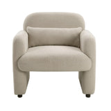Contemporary Accent Chair Taupe Boucle Fabric Upholstery Plywood Frame Pillow Cozy Living Room B011P308555