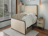 Modern Metal Bed Frame with Curved Upholstered Headboard and Footboard Bed with Under Bed Storage, N701P229014B