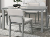Grey Finish 5pc Room Set Table 4x Chairs Beige Fabric Chair Seat Kitchen Breakfast B011118999
