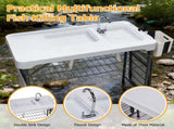 42.5" Fish Cleaning Table with Dual Sink, Portable Folding Camping Table with Foldable Extension 38077895