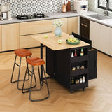 ZUN Multi-Functional Kitchen Island Cart with Stylish and Minimalist Bar Stools, Combination Set, 69059099