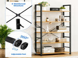 62"x 24" Freestanding Bookshelf 5 Tier Bookcase Open Display Storage Shelf with Metal Frame, Oak 18158030