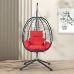 ZUN Egg Chair with Stand Indoor Outdoor Swing Chair Patio Wicker Hanging Egg Chair Hanging Basket Chair W87437580