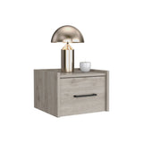 Floating Nightstand, Space-Saving Design with Handy Drawer and Surface, Light Gray B097P163091