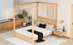 ZUN Queen Size Canopy Platform Bed with Headboard and Support Legs,Natural 12064477