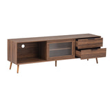 Modern TV Stand for 75" TV, TV Console with 2 Glass Doors, Entertainment Center with 2 Drawers & 53145432