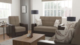 PrimeNest ZenAero Collection Upholstered Convertible Loveseat with Storage, Beige/Brown-PU Chenille B030P281764