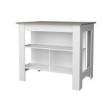 Aztec Kitchen Island in Melamine with Open Storage, Taupe/white B128P237144
