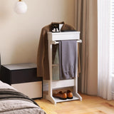 White Portable Garment Rack,Clothes Valet Stand with Storage Organizer W760P145401