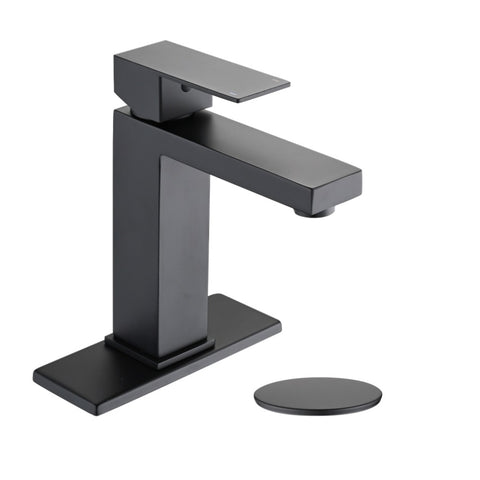 ZUN Bathroom Faucet Single Hole, Single Handle Stainless Steel Faucet for Bathroom Sink with Deckplate W1224P195894