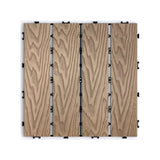 Patio Floor Tiles Pack of 11 WPC Wood-Plastic Composite Patio Deck Tiles DIY Interlocking Decking W206P201289