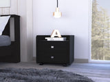 Lakewood 1-Shelf 2-Drawer Nightstand Black Wengue B06280517