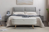 036-Velvet Fabric Storage Bench Bedroom Bench With Wood Legs For Living Room Bedroom Indoor,Ivory W527121987