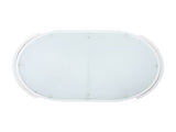 Modern Outdoor Oval Coffee Table with Tempered Glass Top, White Aluminum Frame, Weather-Resistant N767P389536A