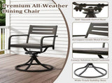 Set of 2 Powder-Coated Steel 360&deg Swivel Outdoor Dining Chairs with All-Weather Cushions, Black W1859P508643