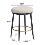 24.75'' Modern Counter Stools Set of 2,White Counter Stools with iron Frame,Sponge N780P189729W