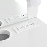 Floating Makeup Vanity Desk with Mirror & 3-Color Lights, Wall Dressing Table with Power Outlet, N844P263662A
