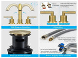 Gold Bathroom Faucet 2 Handle 8 Inch Bathroom Sink Faucets Stainless Steel 3 Hole Widespread with 04180085