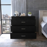 ZUN Bethage 3-Drawer Dresser Black Wengue B06280071