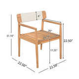 CREATIVE BRAIDED ACACIA WOOD OUTDOOR TABLE AND CHAIRS WITH ARMRESTS, SUITABLE FOR OUTDOOR N770P269704W
