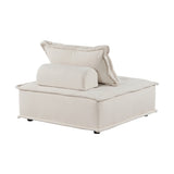 Living Room Furniture Tufted Accent Chair with Bolster Pillow Beige Boucle Fabric Upholstered 1pc B011P180908