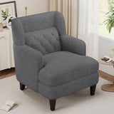 Upholstered Accent Chair Tufted Armchair for Living Room and Bedroom, Dark Grey N763P193158R