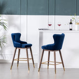 ZUN Leland Fabric Upholstered Counter Height Wingback Stools, Set of 2, Blue T2574P165106