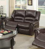Plush Relax 1pc Manual Motion Loveseat Dark Brown Bonded Leather 2-Seat Couch Armrest Cushion B011P205584