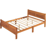 Full Size Wood Platform Bed with Headboard and Wooden Slat Support WF289141AAL