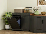 Black Laundry Hamper Cabinet 2 Tilt-Out Baskets, 2 Drawers, Sturdy Home Storage Unit 01594272