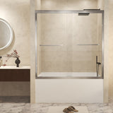 56-60" x 60" Tempered Glass with Explosion Proof Film, Aluminum Frame Double Sliding Shower Door, W1675P288831