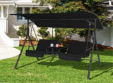 2 Seater Porch Swing Chair with Handy Storage and 360&deg Rotatable Tray Black 77579737