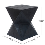 ZUN 14.25" Black Symmetry Concrete Side Table with Smooth Wood Grain Texture and Modern N767P192080B