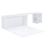 ZUN Queen Size Murphy Bed with Rotable Desk, White 11589562