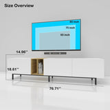 ZUN [Video] TV Console with Big Storage Cabinets, Modern TV Stand with Yellow and Ivory Contrasting 40435690