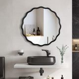 Solid Wood Wavy Mirror-Black Vanity Mirror Wall Decor 36" x 36" Modern Mirror Wall Decor for W1445P189557