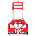 ZUN Portable Aluminium Cart Folding Dolly Push Truck Hand Collapsible Trolley Luggage Red 00180182