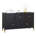 ZUN Drawer Dresser cabinet ,all Dresser with 5 PU Leather Front Drawers, Storage Tower with Fabric Bins, W679123933